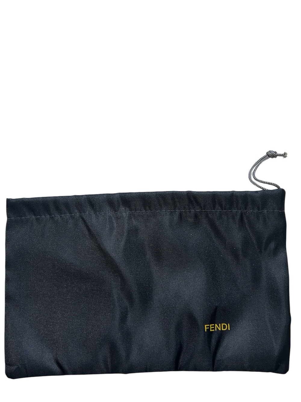 Fendi Black Unisex Drawstring Pouch with Yellow Logo